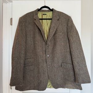 Peter Christian Harris Tweed Wool Brown Green OAT Jacket Blazer Coat Size 52R